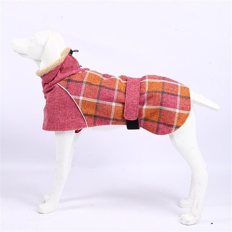 Dog Clothes Winter Thick Warm Dog Jacket for Small Large Dogs Reflective Windproof Pet Clothing Checked Strom Snow Dog Coat 3XL