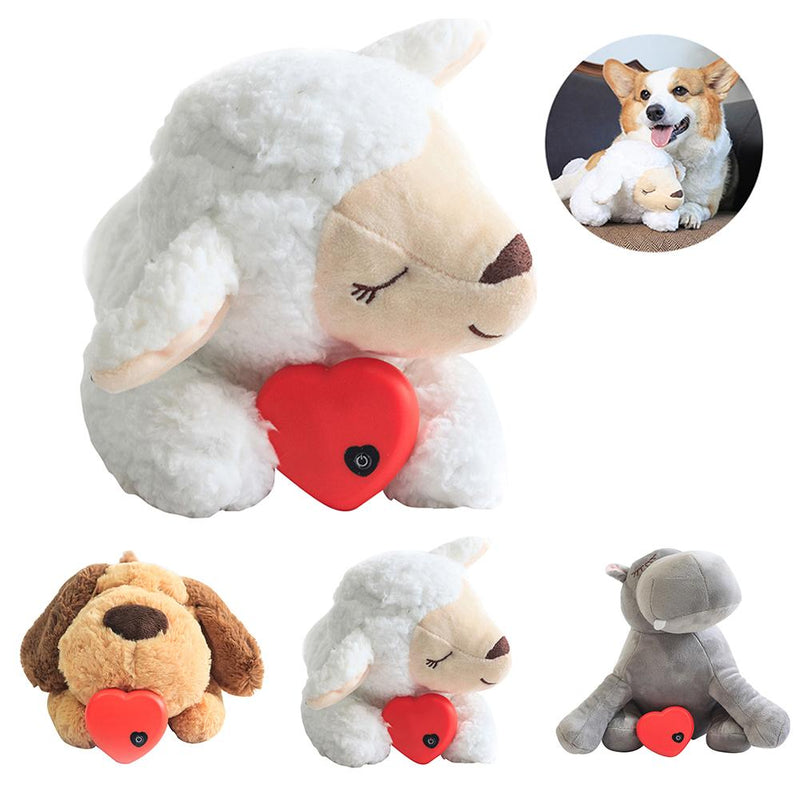 Dog Plush Toy Sound Dog Toy Squeaky Sound Behavioral Training Aid Toy Heart Beat Soothing Plush Doll Sleep For Smart Dogs Cats