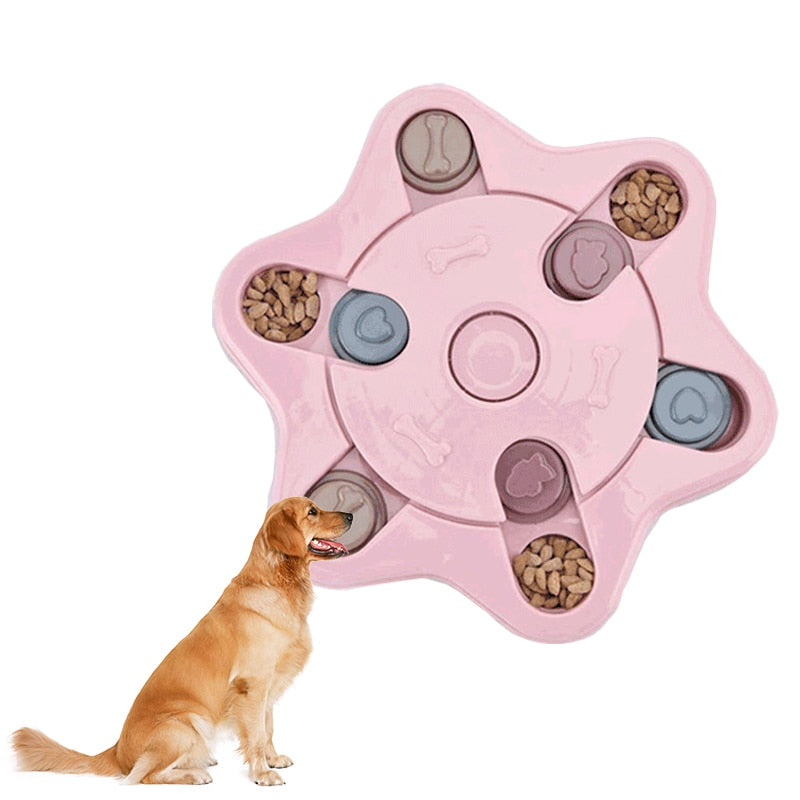 Dog Puzzle Pet Bowl IQ Interactive Slow Eating Feeding Food Bowls Portable Puppy Feeder Choke Container