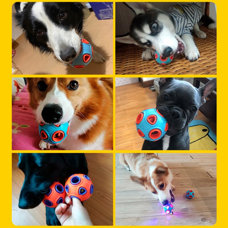 Dog chew toys for large dogs Interactive Pet Dog Ball Toy for small dogs with Small Bell Playing Fetching Nice Rubber Ball