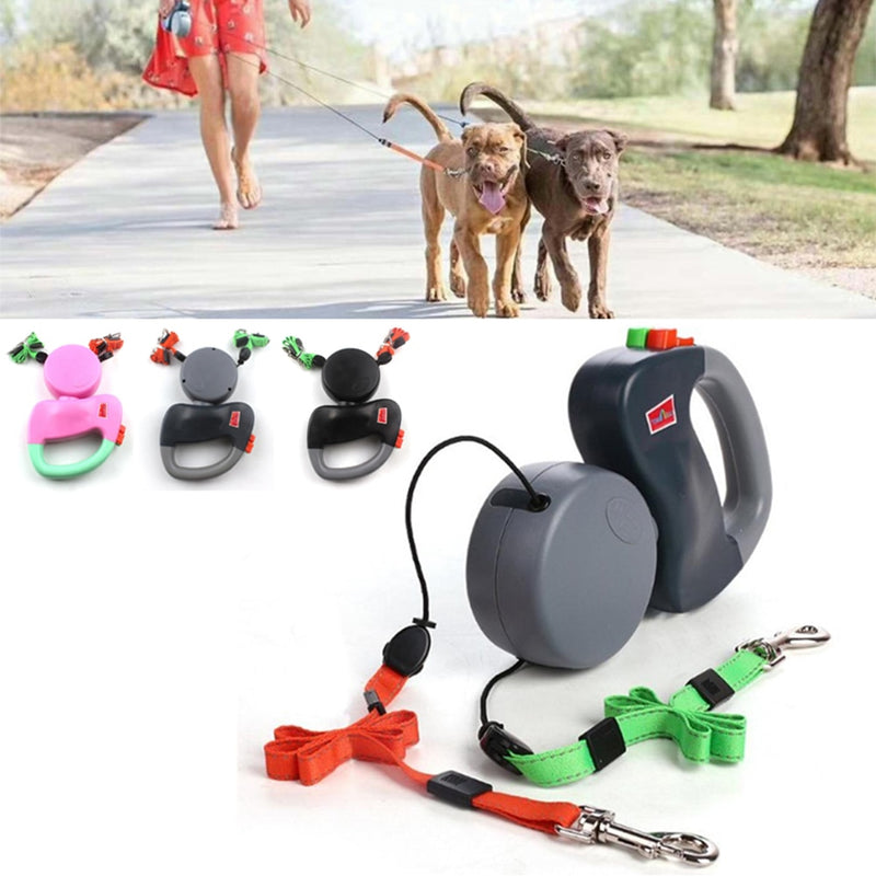 Pet Leashes Automatic Retractable Dogs Traction Rope Creative Double Dog Walking Leash Chain Pets Supplies