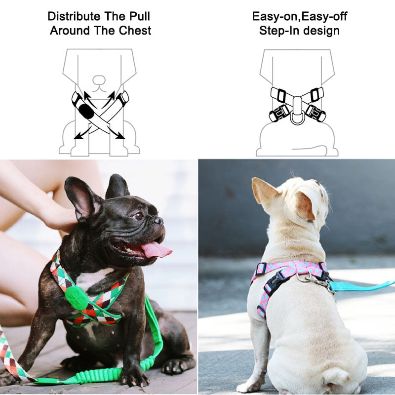 Fashion Dog Belt Harness Plaid Nylon Choke Free Step In Dog Harness Comfort Safety Soft Padded Harness For Dogs Pet Arnes Perro