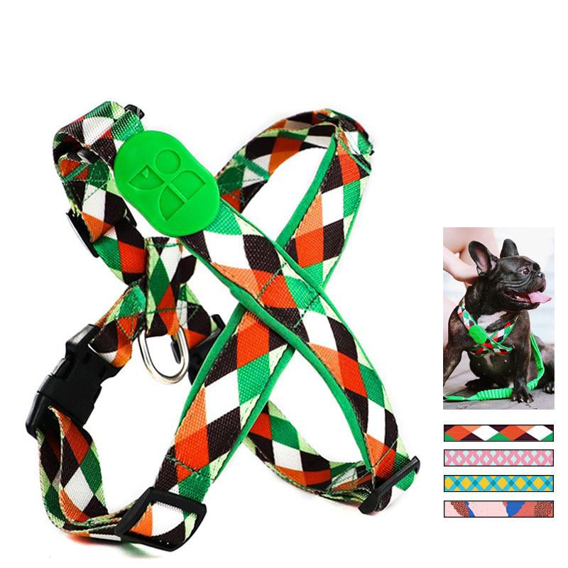 Fashion Dog Belt Harness Plaid Nylon Choke Free Step In Dog Harness Comfort Safety Soft Padded Harness For Dogs Pet Arnes Perro