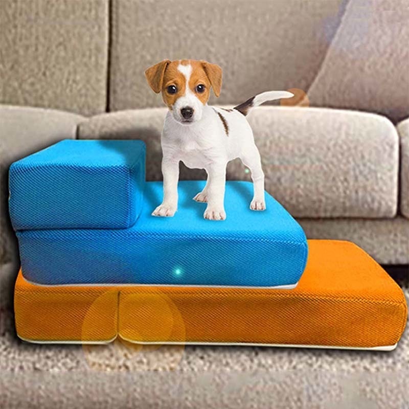 Foldable Dog Stairs Pet Bed Ramp Dog House 2 Steps Ladder For Small Old Dogs Detachable Dog Kennel Breathable Mat Pets Supplies