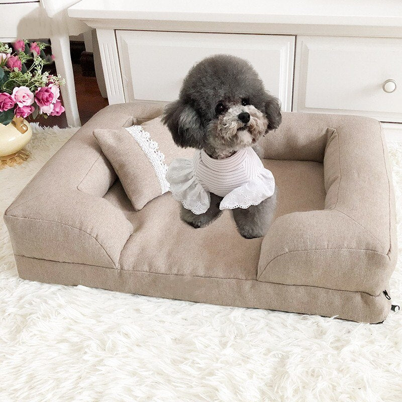 Four Seasons Universal Dog Bed with Pillow Dog Nest Cat Nest Teddy Pet Products Dog Nest Detachable and Washable Sofa Cover