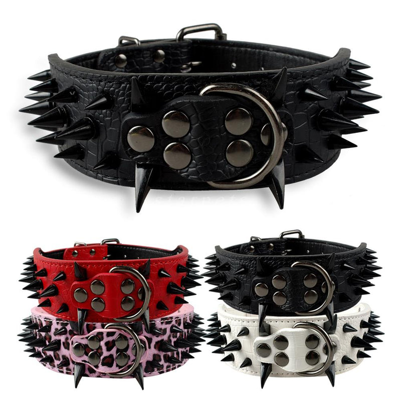 2" Spike Studded Dog Collars Strong Leather Large Big Dog Pet Collars