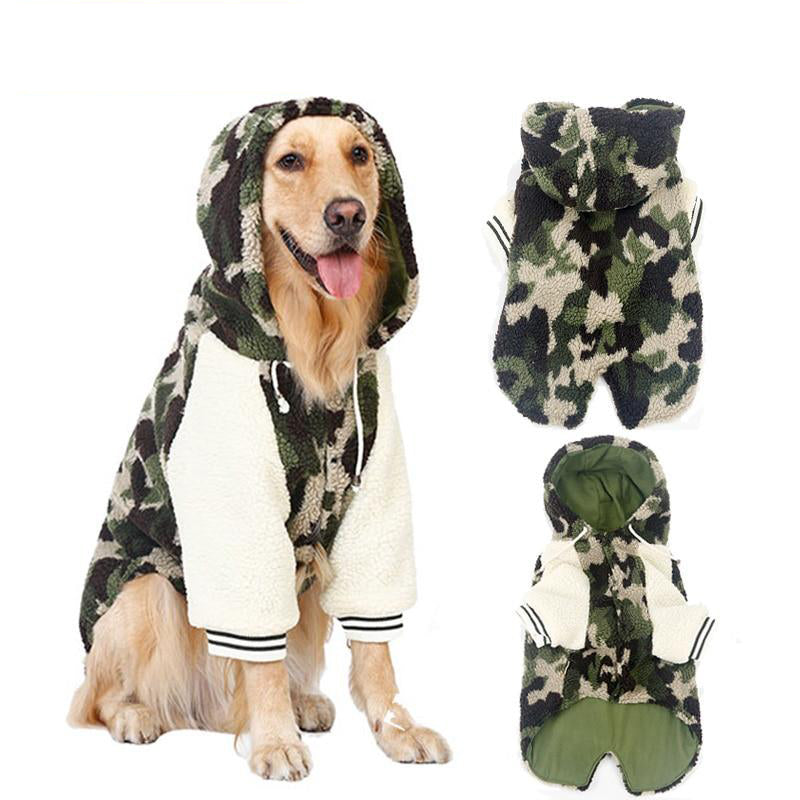 Dogs Clothes Cotton Warm With Hooded Wool Golden Dog Casual Autumn Winter