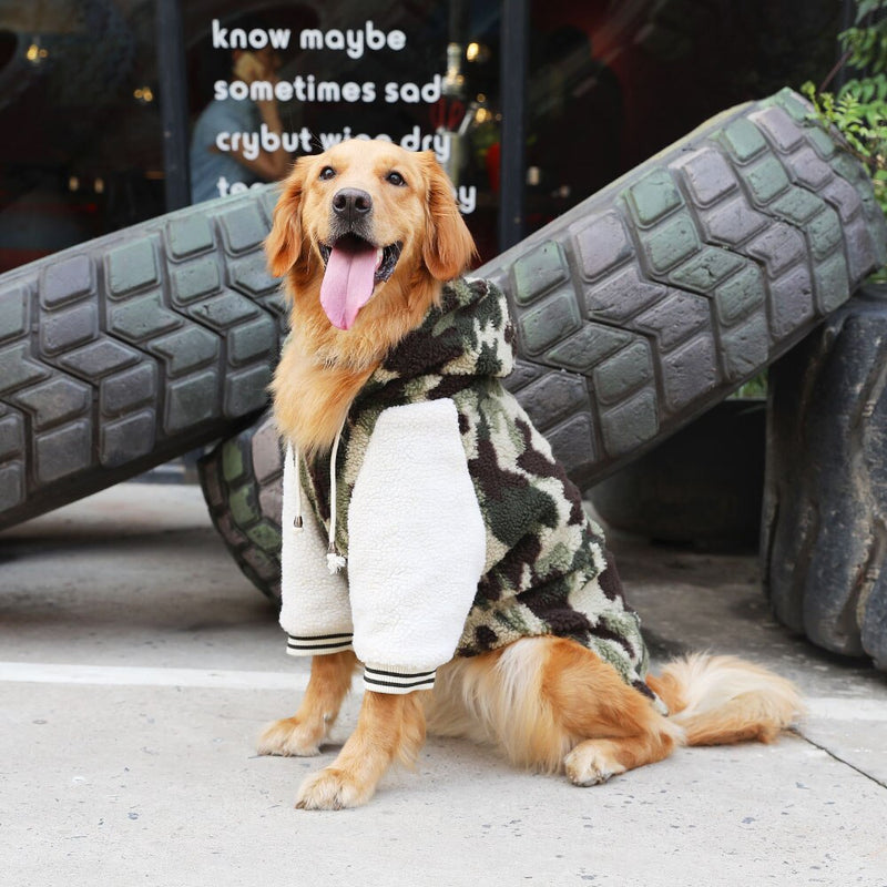 Dogs Clothes Cotton Warm With Hooded Wool Golden Dog Casual Autumn Winter