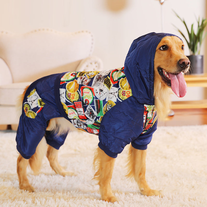 New Pet Clothes Warm Cotton Leisure Style Autumn Overalls for Dogs winter Coat Large Dog Prints Down Jacket Dog