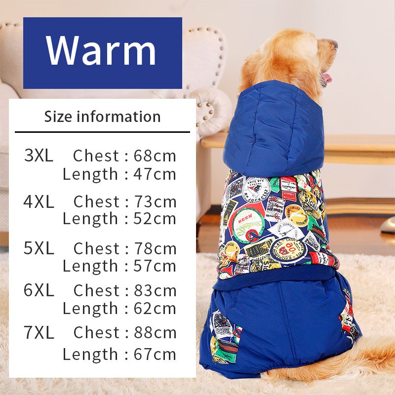 New Pet Clothes Warm Cotton Leisure Style Autumn Overalls for Dogs winter Coat Large Dog Prints Down Jacket Dog