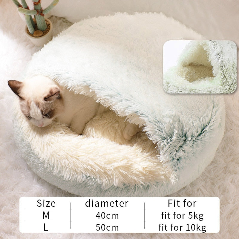 New Style Pet Dog Cat Bed Round Plush Cat Warm Bed House Soft Long Plush Bed For Small Dogs For Cats Nest 2 In 1 Cat Bed