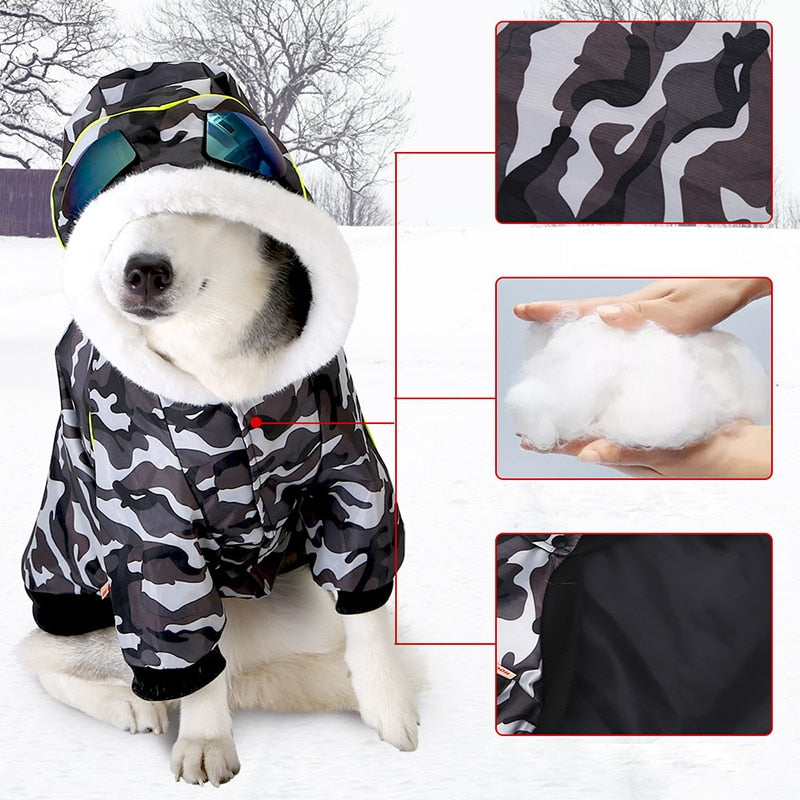 New Style Pet Dog Clothes Winter Warm Cotton Clothes for Big Dog Leisure Style Camouflage Color  Winter Coat  Large Dog