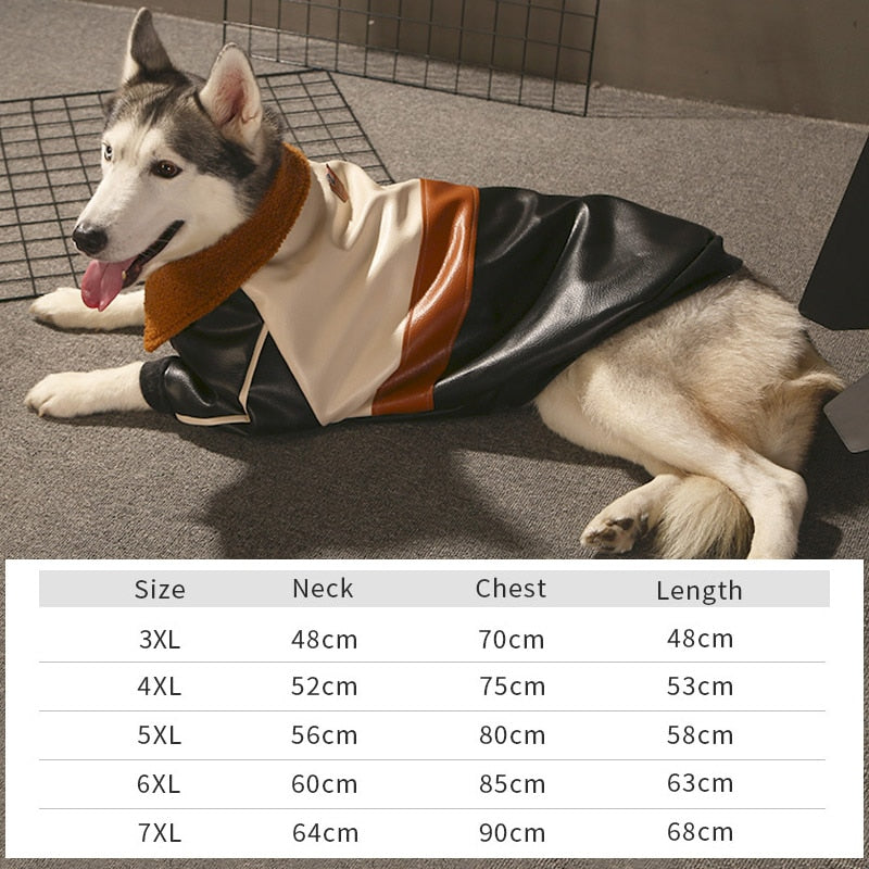 Pet Clothes Winter Warm Clothes For Big Dog Cool Leather Jacket Coat For Large Dog Warm Clothes For Autumn and Winter