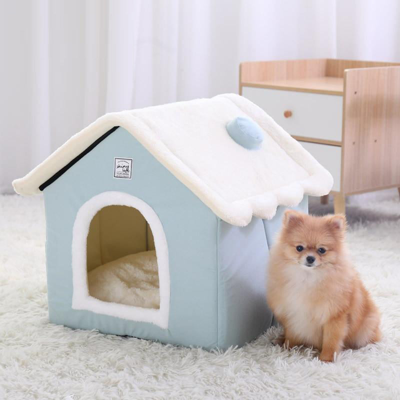 Winter Cat House Warm Washable Dog Bed Removable Cover Non Slip Bottom Pet Cave Small Dog Rabbit Nest With Mat