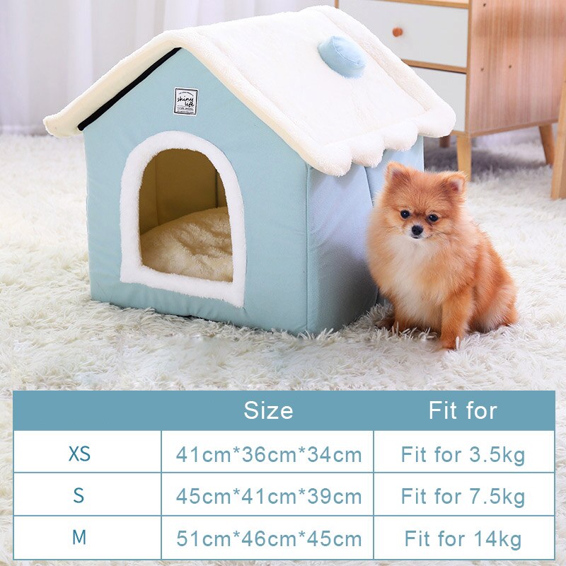 Winter Cat House Warm Washable Dog Bed Removable Cover Non Slip Bottom Pet Cave Small Dog Rabbit Nest With Mat