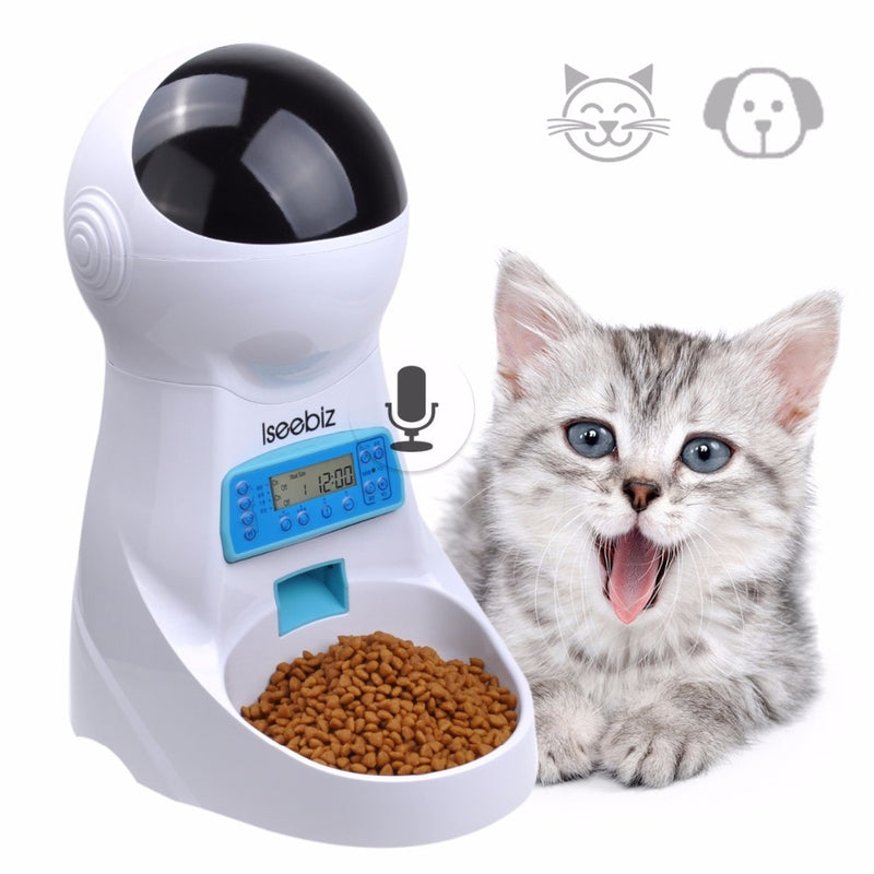 3L Automatic Pet Feeder With Voice Record Pets Food Bowl