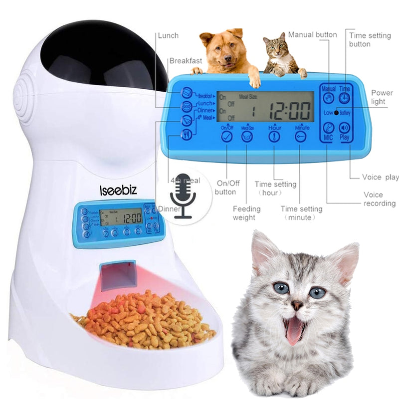 3L Automatic Pet Feeder With Voice Record Pets Food Bowl