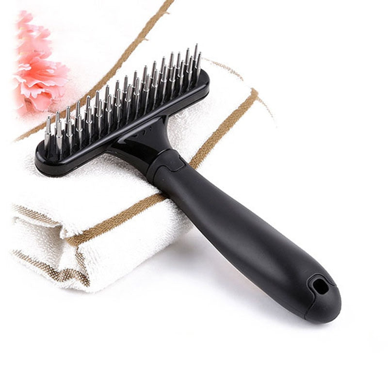 Dog comb,double-row comb, pin, cat and dog rake, professional pet hair removal tool with rotating pin