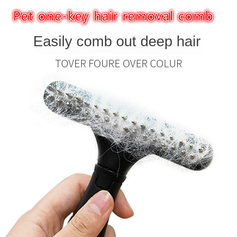 Dog comb,double-row comb, pin, cat and dog rake, professional pet hair removal tool with rotating pin
