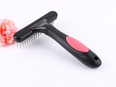 Dog comb,double-row comb, pin, cat and dog rake, professional pet hair removal tool with rotating pin