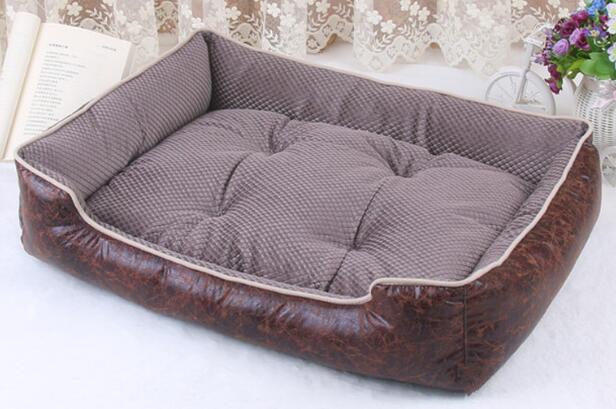 PU Leather Dog Beds Waterproof Cozy Pet Dog Basket Cat Kennel Removable Mattress for Puppy Big Animals Bulldog Teddy