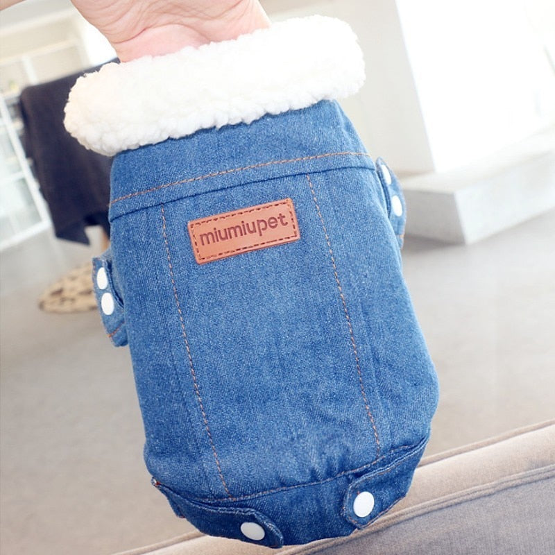 Winter Dog Jacket Puppy Dog Clothes Pet Outfits Dog Denim Coat Jeans Costume Chihuahua Poodle Bichon Pet Clothing 35S1