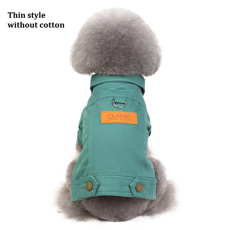 Winter Dog Jacket Puppy Dog Clothes Pet Outfits Dog Denim Coat Jeans Costume Chihuahua Poodle Bichon Pet Clothing 35S1