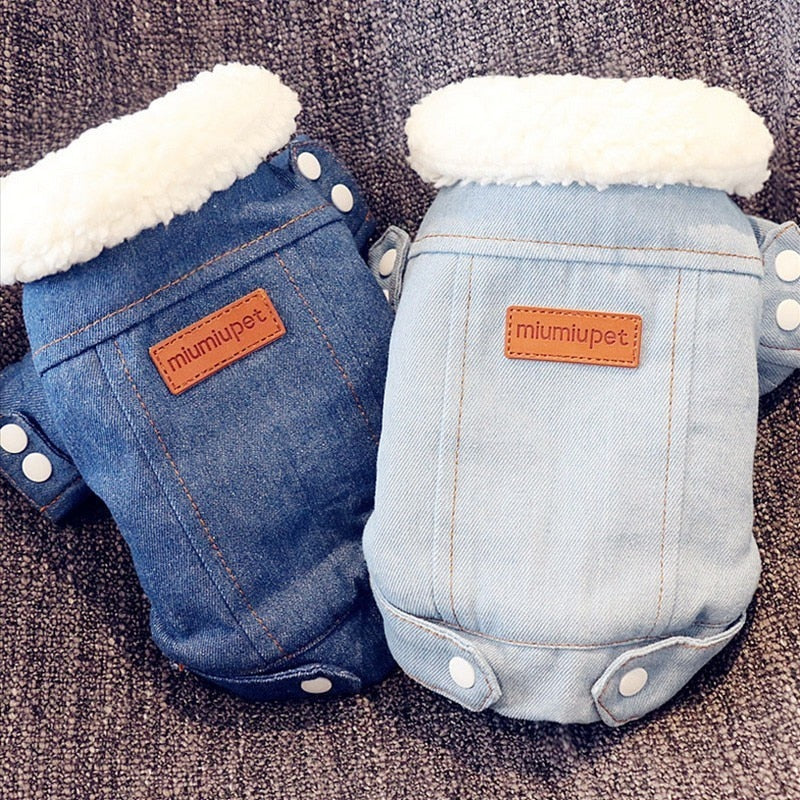 Winter Dog Jacket Puppy Dog Clothes Pet Outfits Dog Denim Coat Jeans Costume Chihuahua Poodle Bichon Pet Clothing 35S1