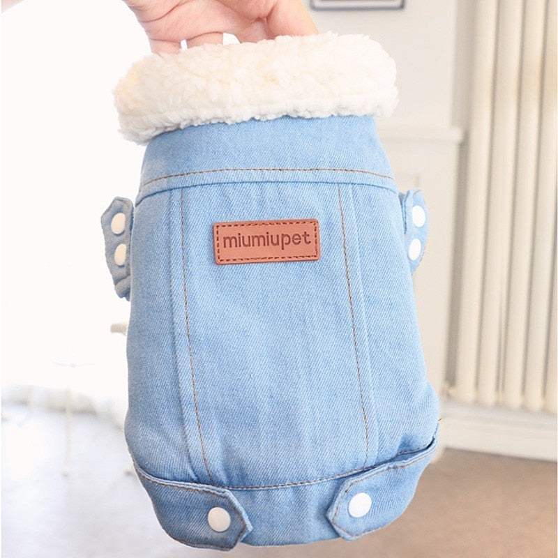 Winter Dog Jacket Puppy Dog Clothes Pet Outfits Dog Denim Coat Jeans Costume Chihuahua Poodle Bichon Pet Clothing 35S1