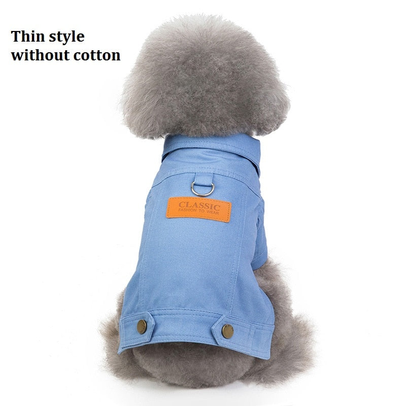 Winter Dog Jacket Puppy Dog Clothes Pet Outfits Dog Denim Coat Jeans Costume Chihuahua Poodle Bichon Pet Clothing 35S1