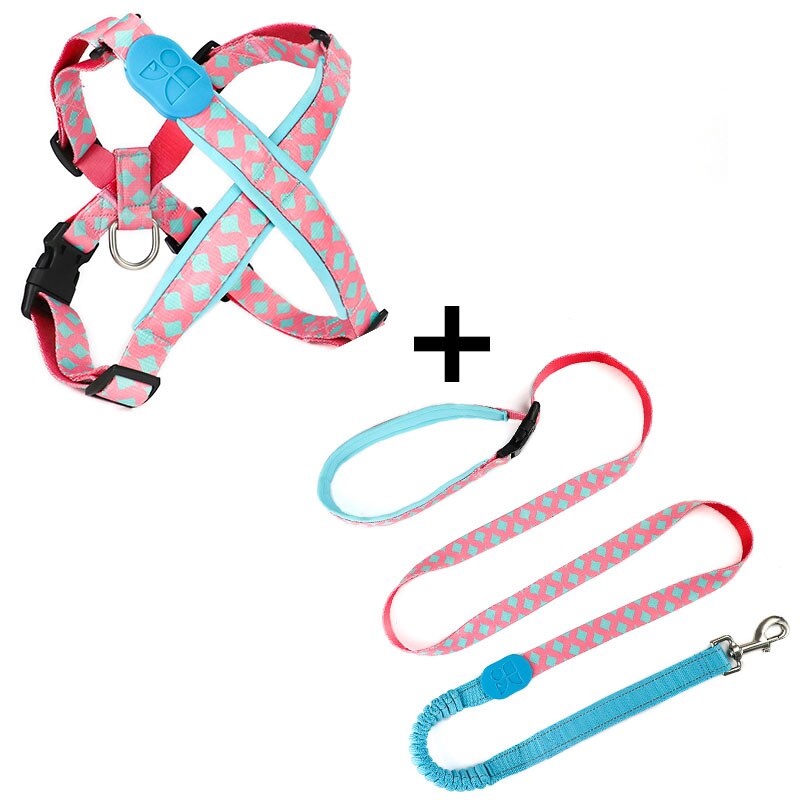 Matching Hands Free Running Dog Harness And Leash Set Training Designer Stylish Pink Dog Strap Harness Lead Retractable Walking