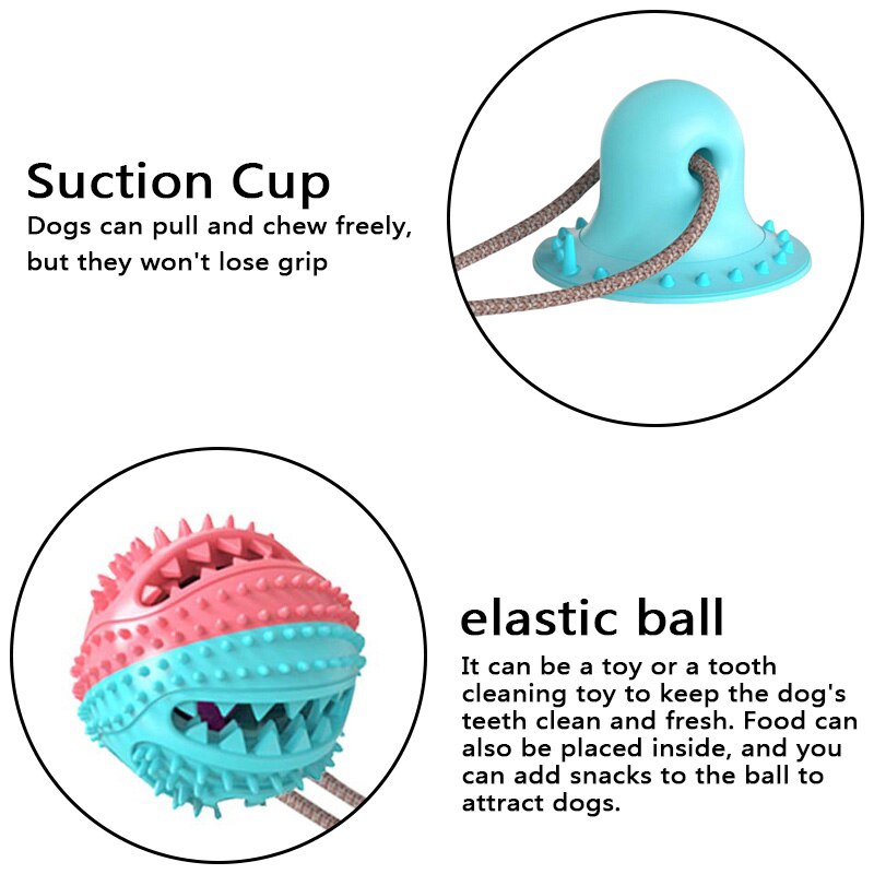 Pet Molar Bite Dog Toys Rubber Chew Ball Cleaning Teeth Safe Elasticity Soft Puppy Suction Cup Dog Biting Toy