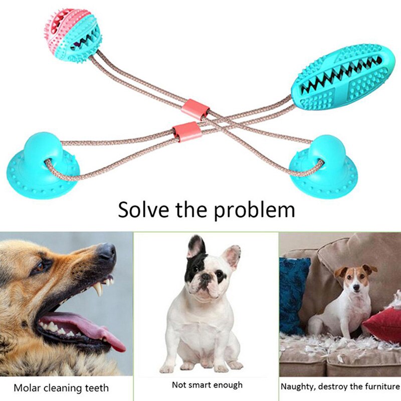 Pet Molar Bite Dog Toys Rubber Chew Ball Cleaning Teeth Safe Elasticity Soft Puppy Suction Cup Dog Biting Toy