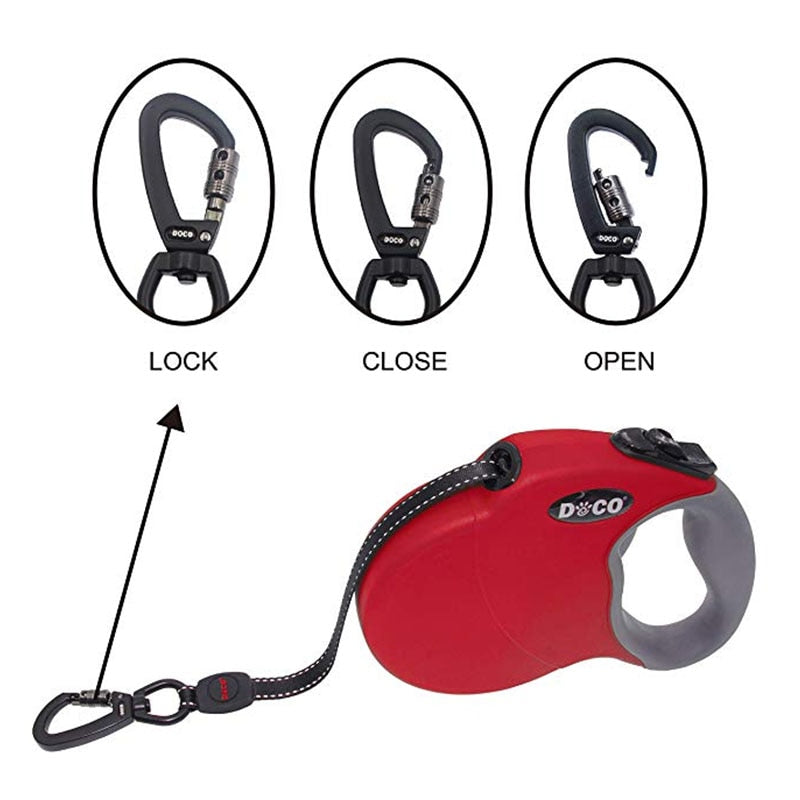 4M 5M Retractable Dog Leash Automatic Extending Reflective Nylon Dog Leads