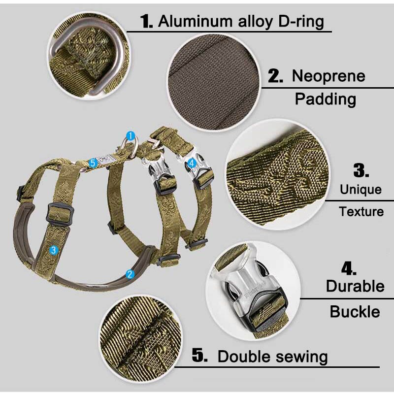 Double H Adjustable Pet Dog Harness Training Escape-Proof Dog Belt Safety Run Walking Dog Strap Harness Soft