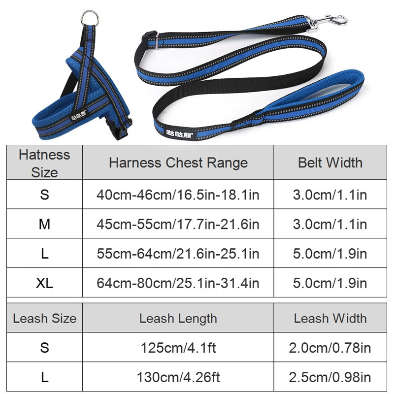 No Pull Reflective Dog Harness Leash Set Pet Vest Lead For Small Medium Large Dogs Daily Training Walking Nylon Harnesses S-XL