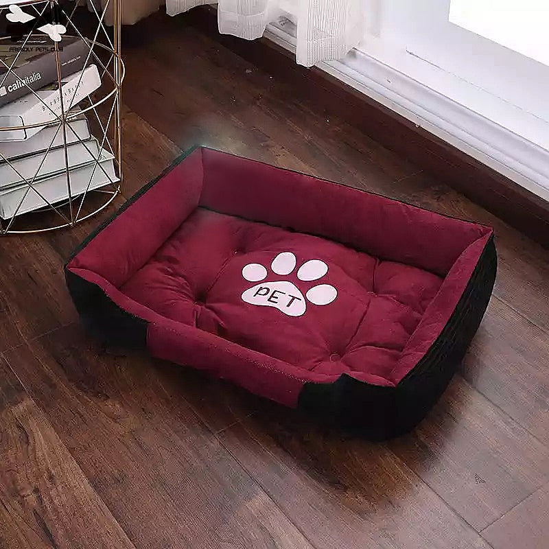 Paw Print Pet Bed Large House For Large Dog Puppy Kennel Waterproof Cat Litter Four Seasons Nest Warm Pet Supplies Bed Linen