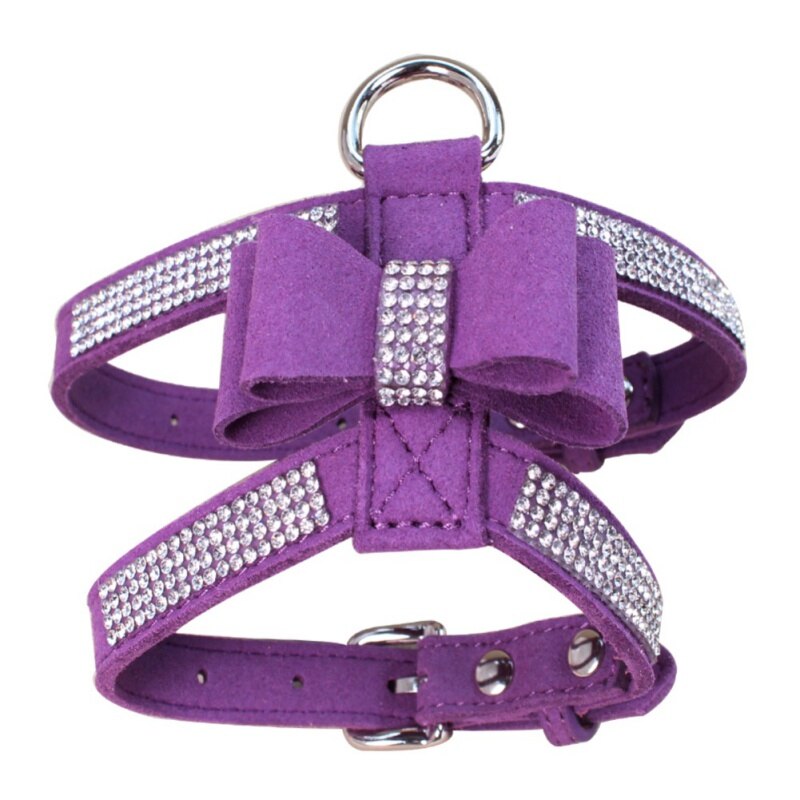 Pet Chest Strap Shining Rhinestone Heart design Vest Harnesses soft comfortableSmall Dog Puppy Cat  Leather Leash Pet Supplies