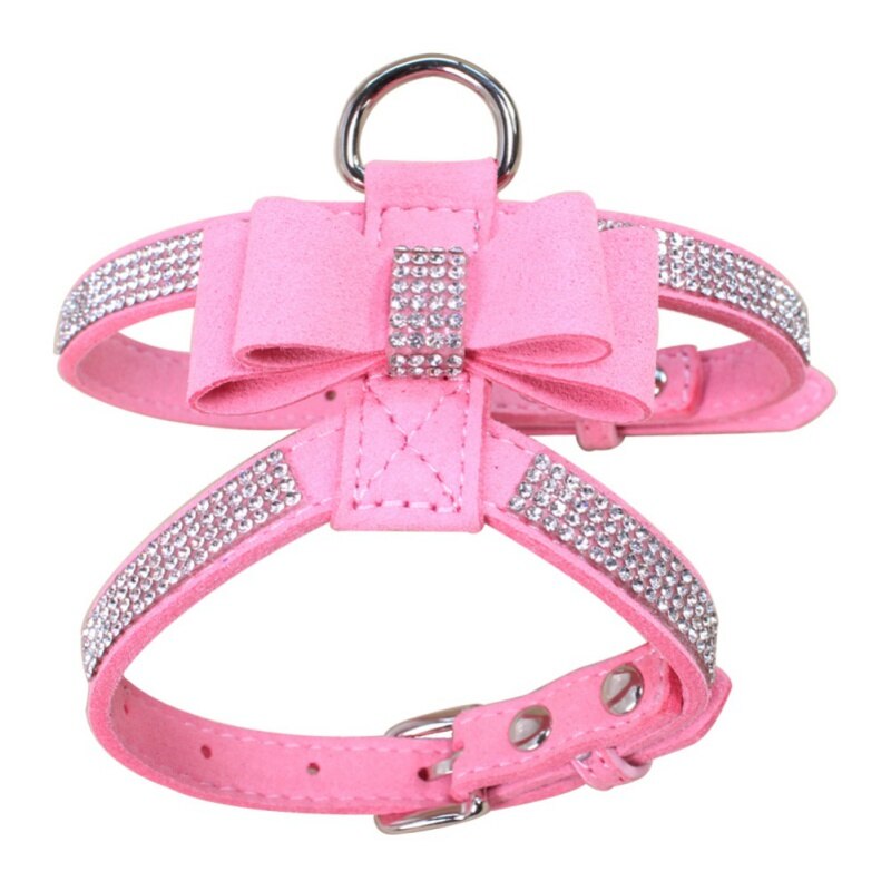 Pet Chest Strap Shining Rhinestone Heart design Vest Harnesses soft comfortableSmall Dog Puppy Cat  Leather Leash Pet Supplies