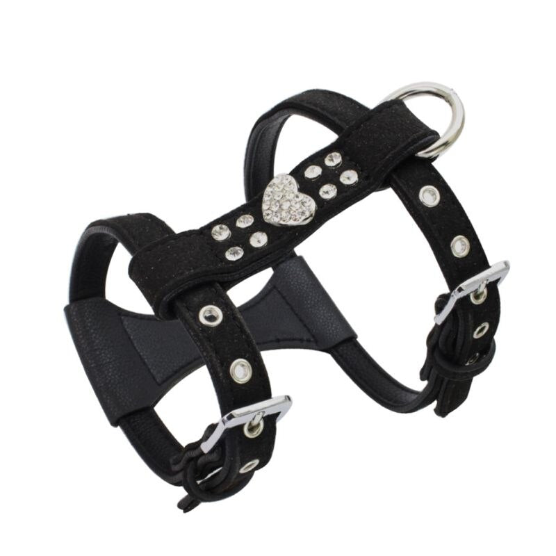 Pet Chest Strap Shining Rhinestone Heart design Vest Harnesses soft comfortableSmall Dog Puppy Cat  Leather Leash Pet Supplies