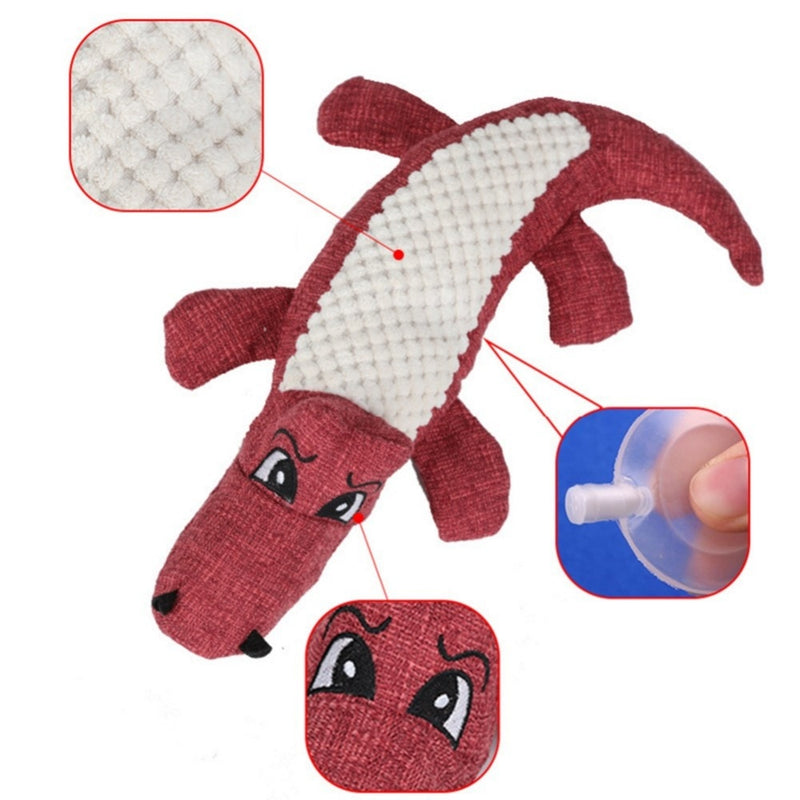 Pet Chew Squeak Toys Cartoon Stuffed Animal Dog Toy Crocodile Plush Toy Bite Resistant Squirrel Squeaker Toys Pet Supplies