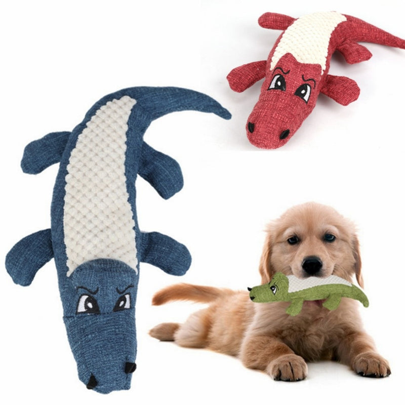 Pet Chew Squeak Toys Cartoon Stuffed Animal Dog Toy Crocodile Plush Toy Bite Resistant Squirrel Squeaker Toys Pet Supplies