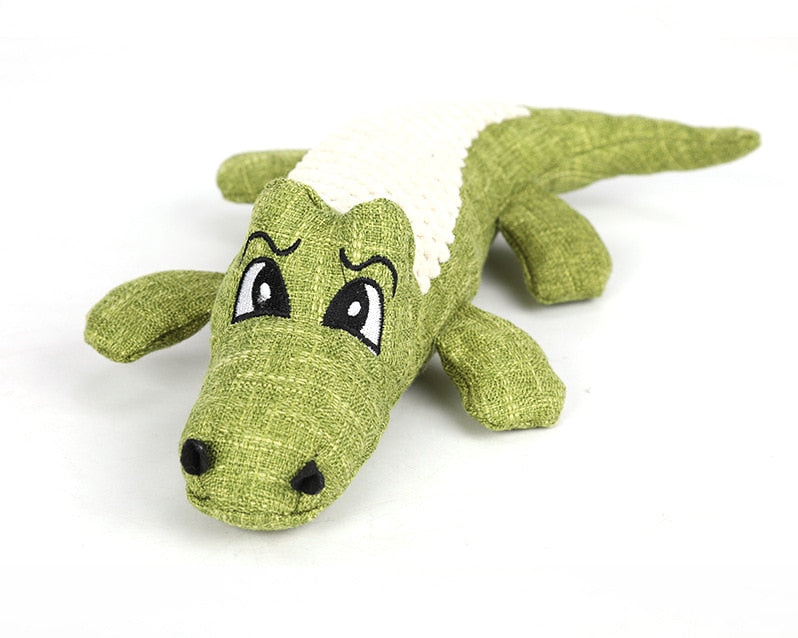 Pet Chew Squeak Toys Cartoon Stuffed Animal Dog Toy Crocodile Plush Toy Bite Resistant Squirrel Squeaker Toys Pet Supplies