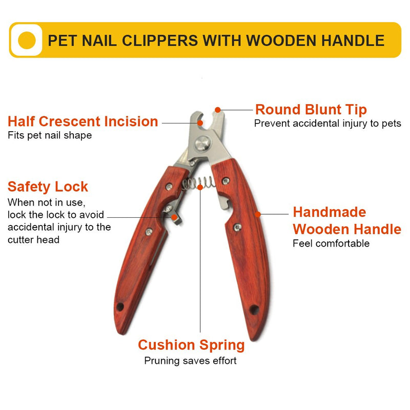 Pet Comb Nail Clippers Dog Grooming Wooden Handle Open Knot Comb Hair Removal Brush Float Nail Scissors For Dogs Cats