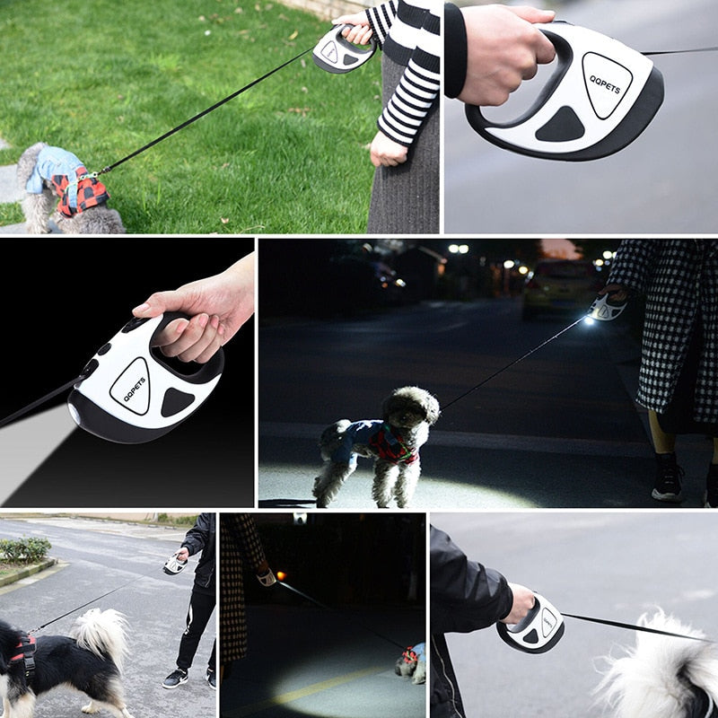 Pet Dog Automatic Retractable Fiber Leash Night Safety LED Shining Automatic Stretching Dog Hand Holding Rope Pet Supplies DL910