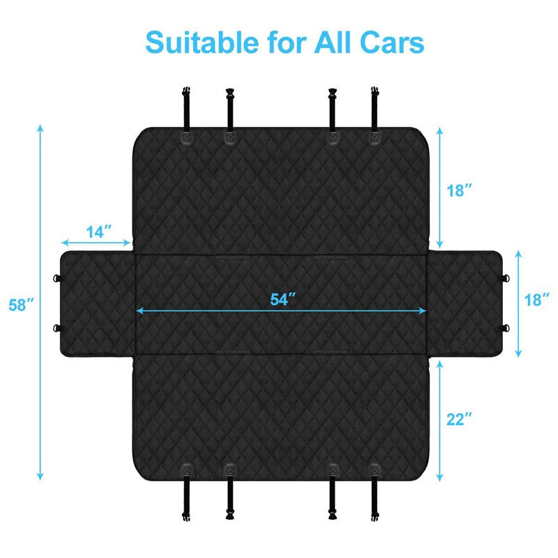 Pet Dog Car Seat Cover Mat Black Waterproof Pet Carrier Car Rear Back Seat Mat Hammock Cushion Protector Pad with Zipper