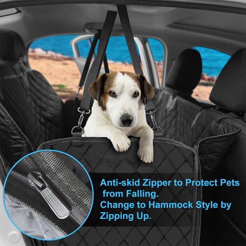 Pet Dog Car Seat Cover Mat Black Waterproof Pet Carrier Car Rear Back Seat Mat Hammock Cushion Protector Pad with Zipper