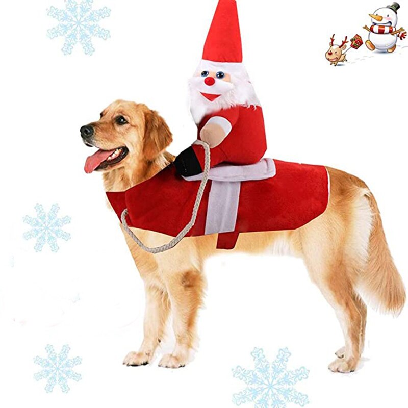 Pet Dog Cat Christmas CostumeDog Costumes Holiday Party Dressing up Clothing for Smal Medium Large Dogs Funny Pet Outfit Riding