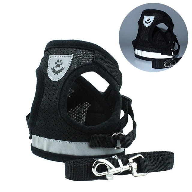 Pet Dog Cat Harness with Leash Adjustable Vest Walking Supplies Soft Breathable Plaid Collar Puppy for Small Medidum Large Dogs
