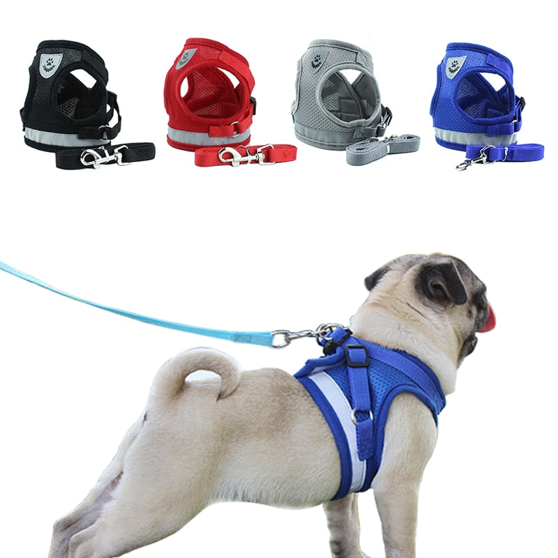 Pet Dog Cat Harness with Leash Adjustable Vest Walking Supplies Soft Breathable Plaid Collar Puppy for Small Medidum Large Dogs